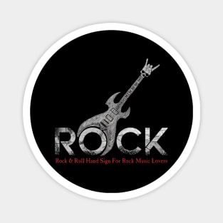 Rock and Roll Hand Sign Skull Guitar Rock Music Lover Magnet